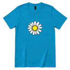 Minimal Flower Graphic Casual T‑Shirt - Sapphire Front
