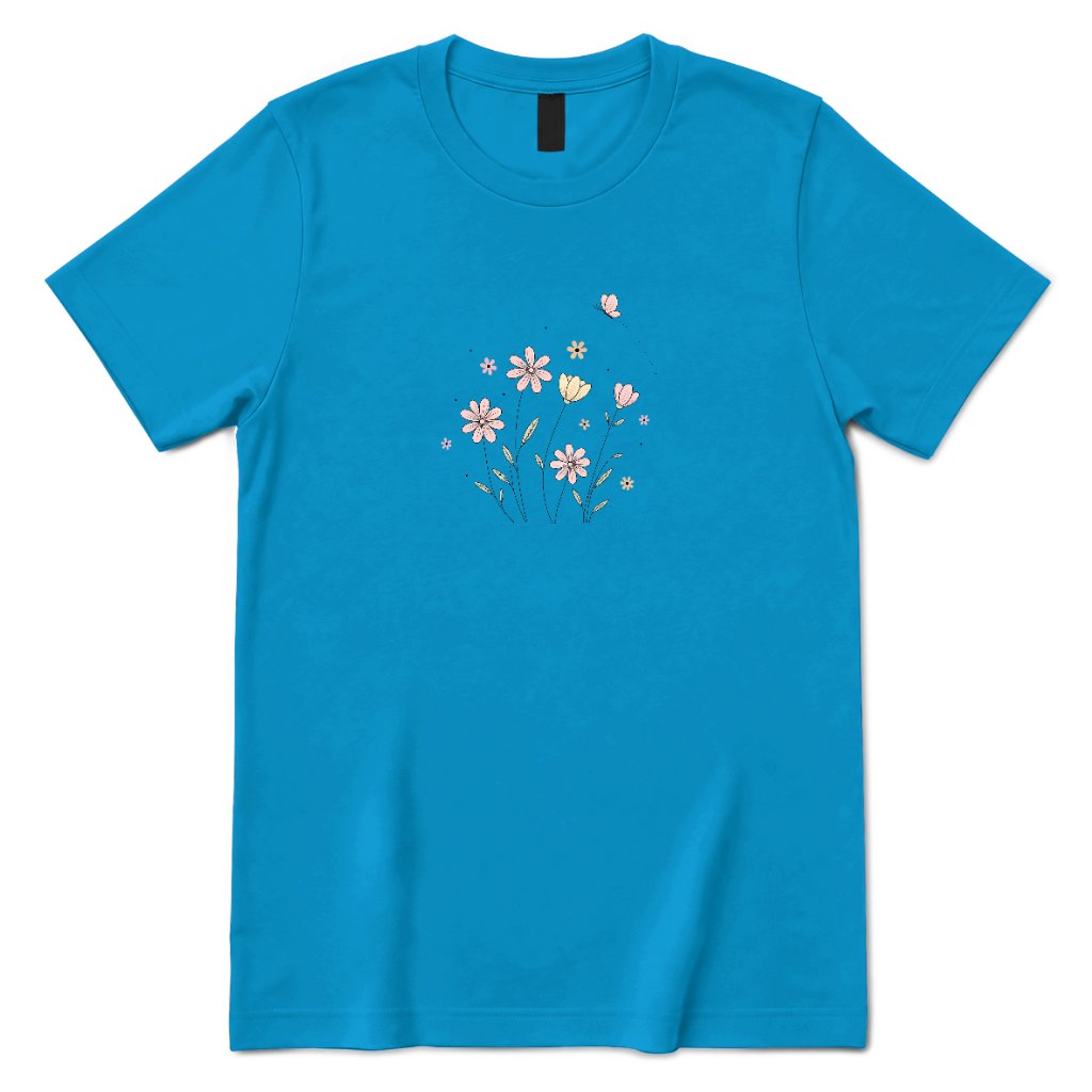 Soft Pastel Pink Floral Butterfly Graphic Tee - Sapphire Front