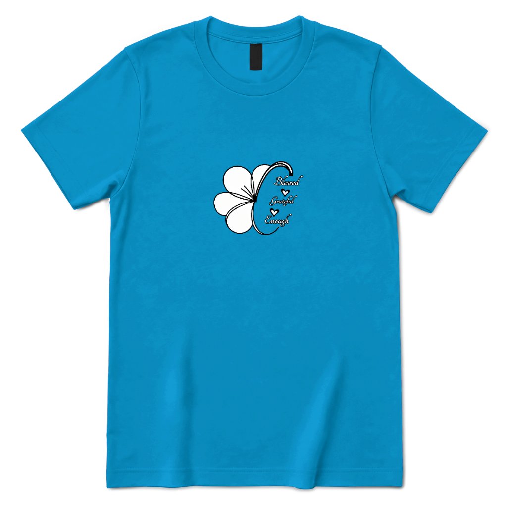 Blessed Grateful Enough Clover T‑Shirt - Sapphire Front