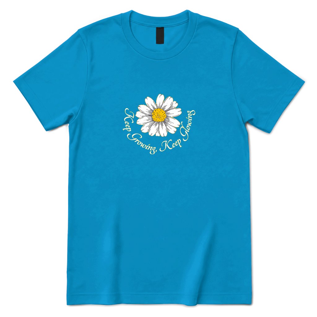 Keep Growing Keep Glowing Daisy T‑Shirt - Sapphire Front