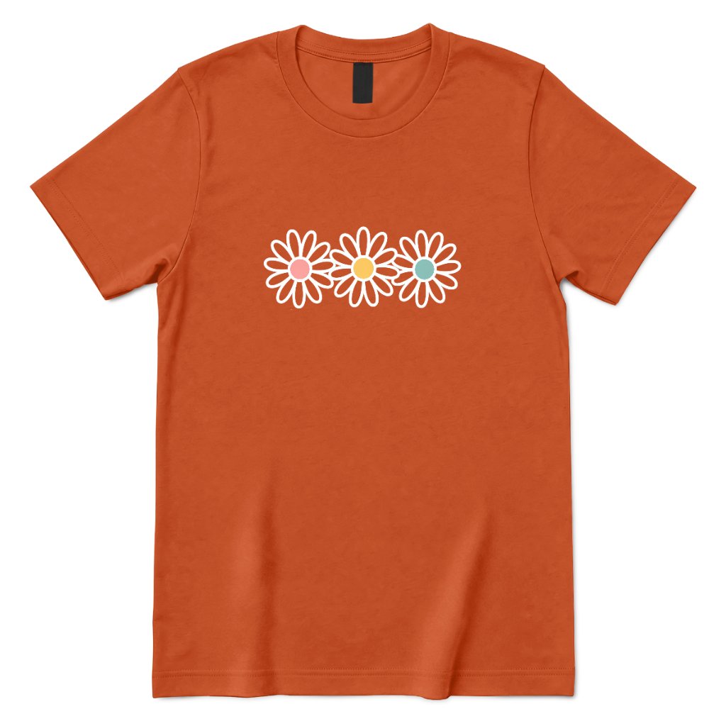 Pastel Triple Daisy Women Premium Graphic Tee - Texas Orange Front