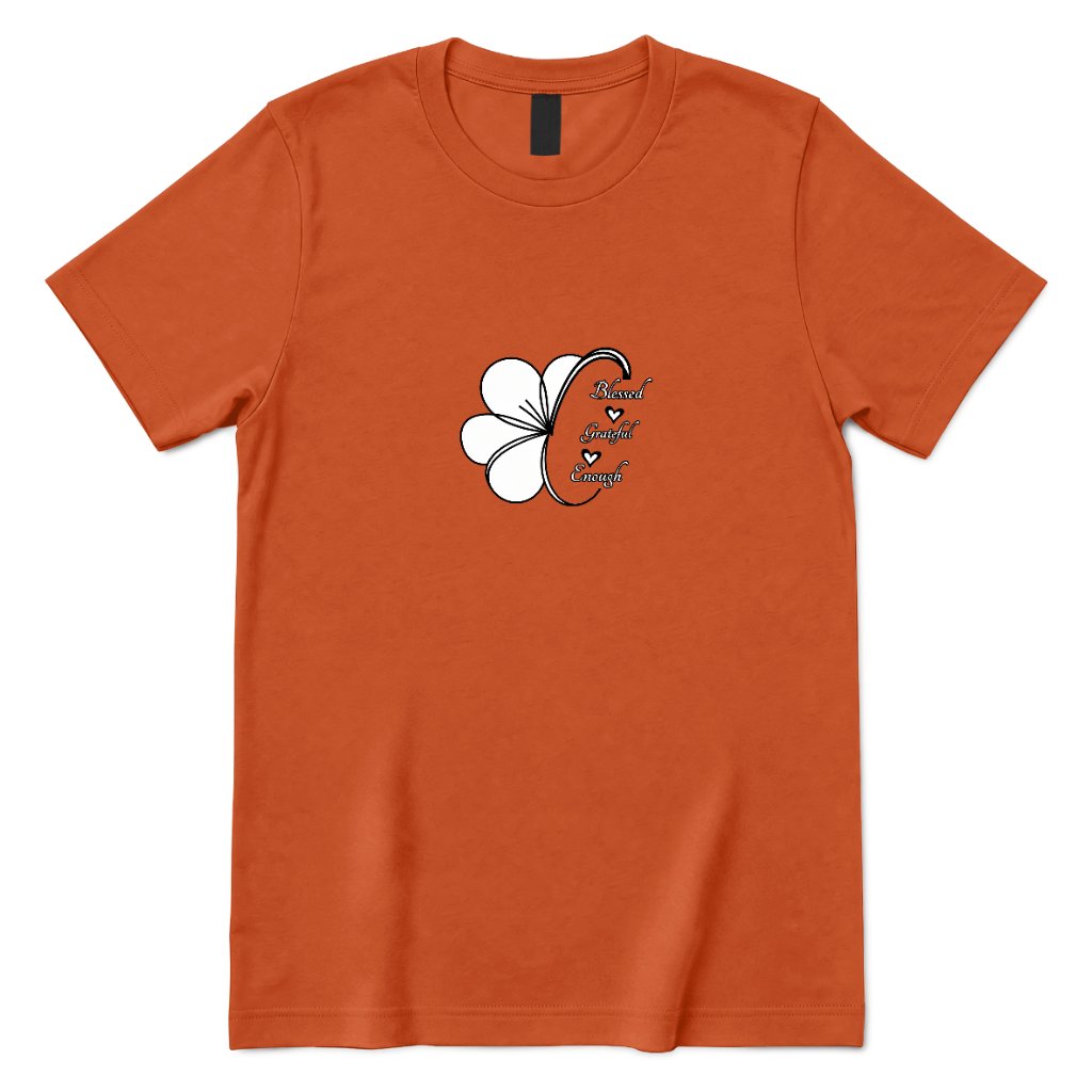 Blessed Grateful Enough Clover T‑Shirt - Texas Orange Front