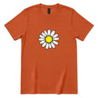 Minimal Flower Graphic Casual T‑Shirt - Texas Orange Front