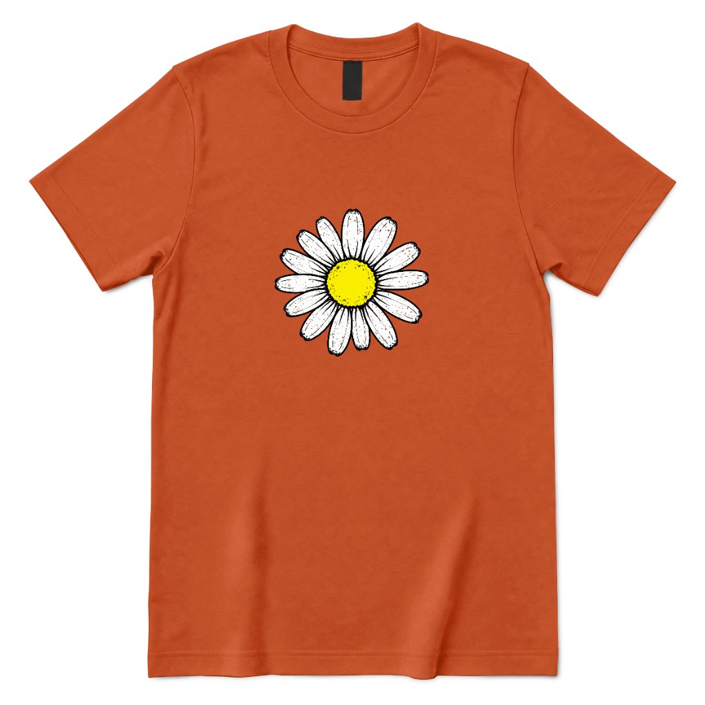 Minimal Flower Graphic Casual T‑Shirt - Texas Orange Front