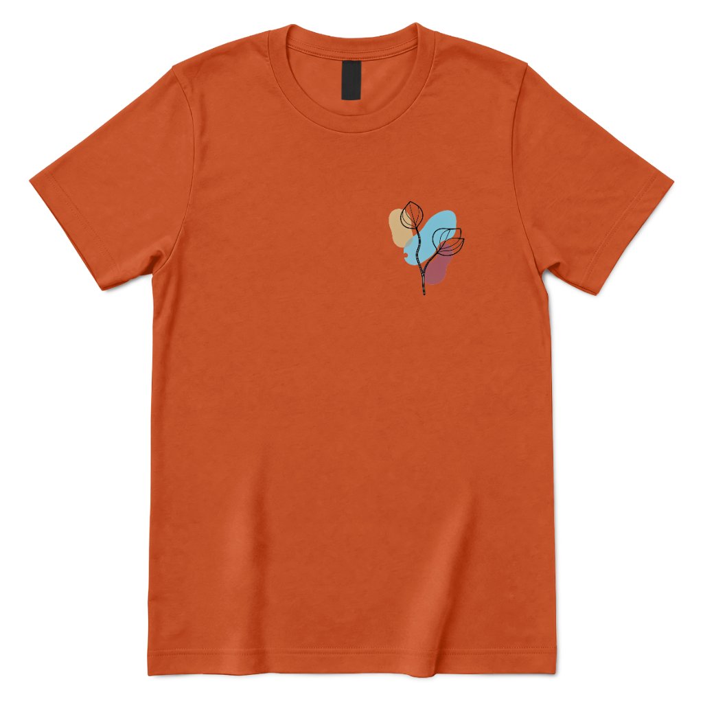Boho Botanical Graphic Casual Top - Texas Orange Front