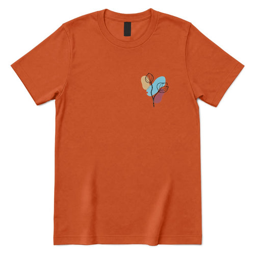 Boho Botanical Graphic Casual Top - Texas Orange Front