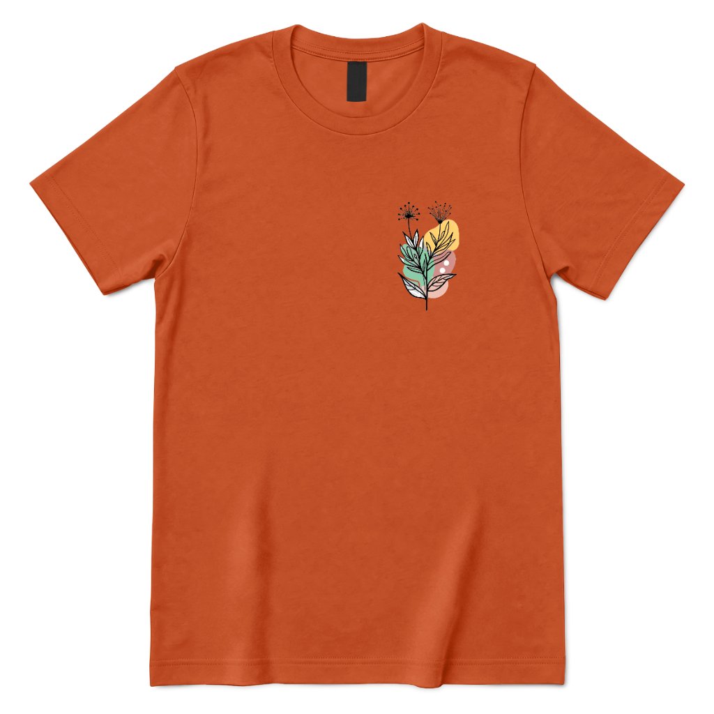 Minimal Boho Abstract Floral Graphic Tee - Texas Orange Front