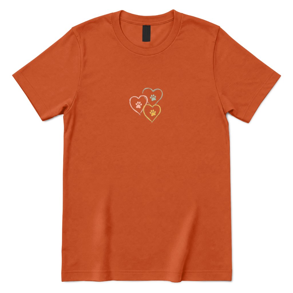 Minimal Sketch Heart Paw Graphic Tee - Texas Orange Front