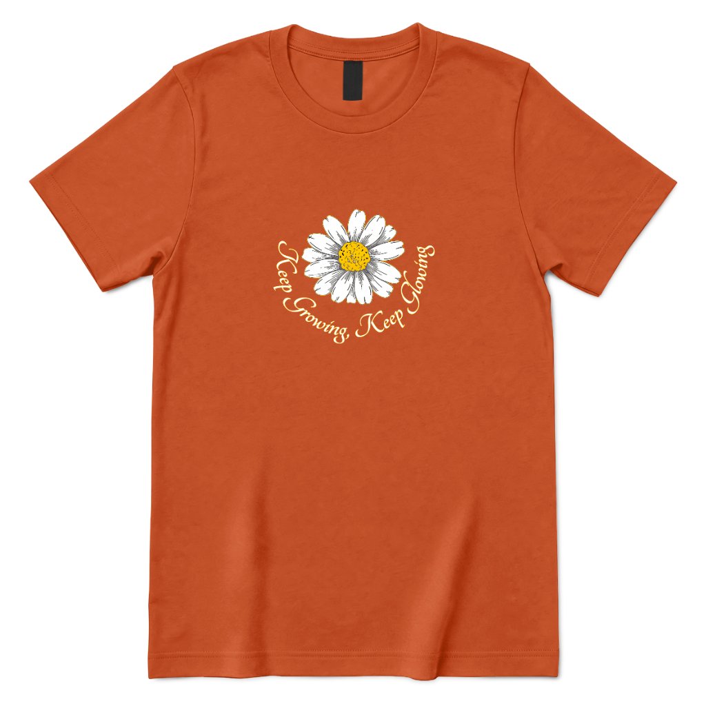 Keep Growing Keep Glowing Daisy T‑Shirt - Texas Orange Front