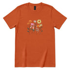 Boho Sunflower Mixed Wildflower Shirt - Texas Orange Front