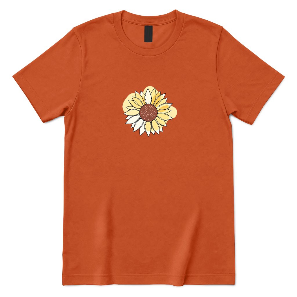 Abstract Sunflower Graphic T‑Shirt - Texas Orange Front