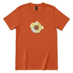 Abstract Sunflower Graphic T‑Shirt - Texas Orange Front