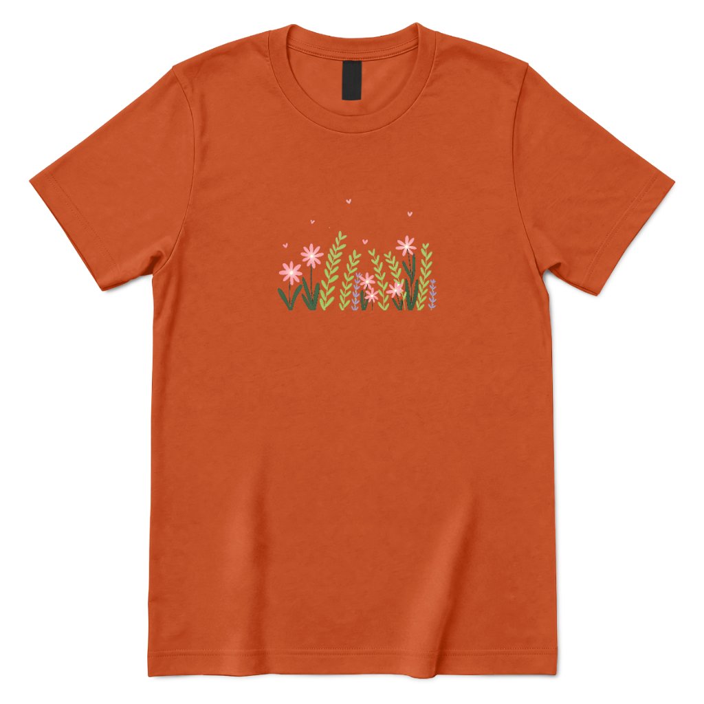 Boho Pastel Wild Meadow Floral Shirt - Texas Orange Front