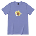 Abstract Sunflower Graphic T‑Shirt - Violet Front