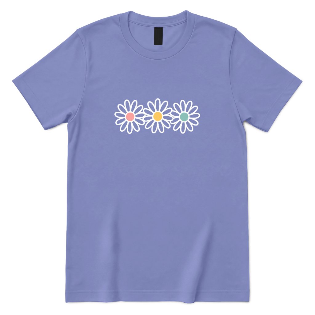 Pastel Triple Daisy Women Premium Graphic Tee - Violet Front