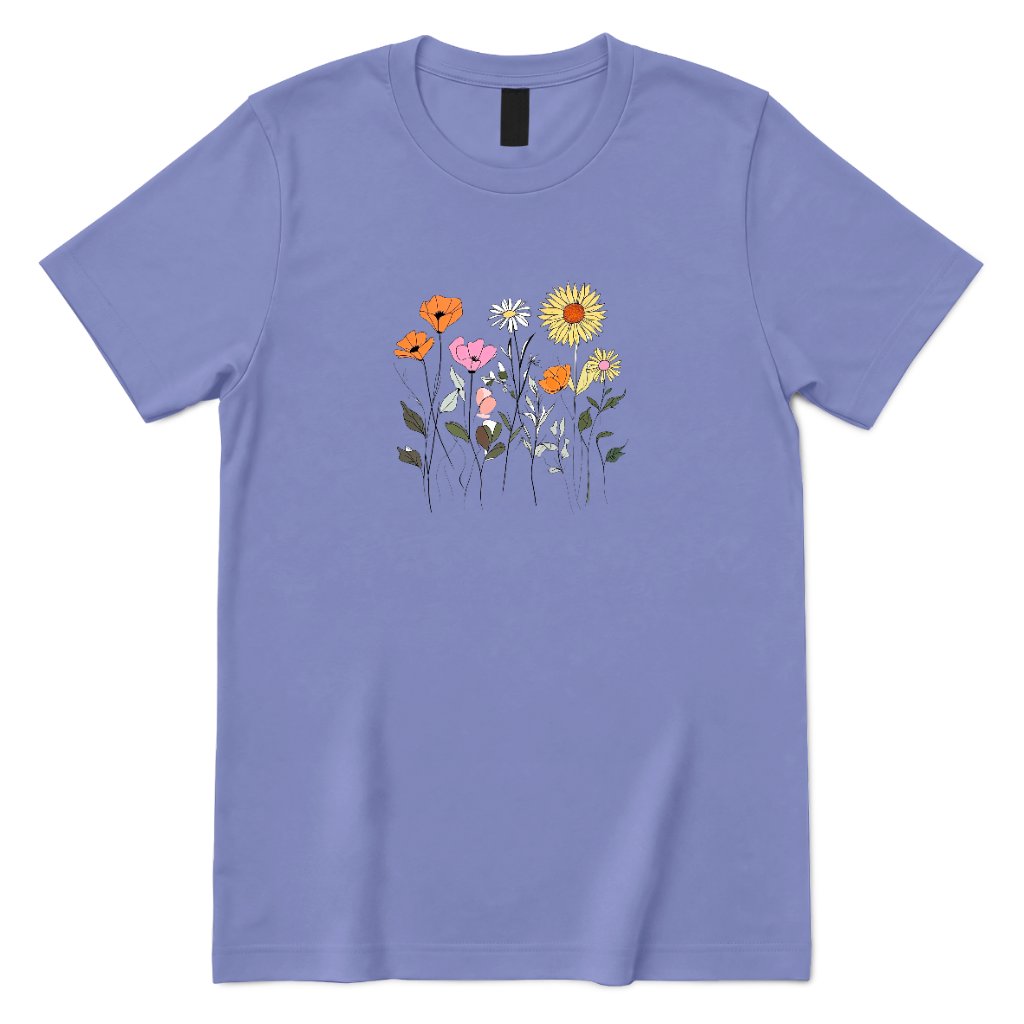 Boho Sunflower Mixed Wildflower Shirt - Violet Front