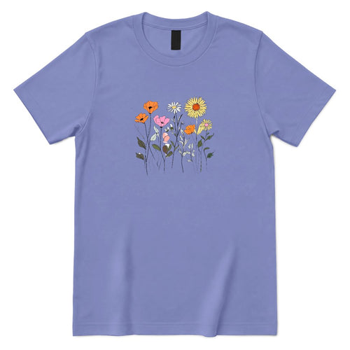 Boho Sunflower Mixed Wildflower Shirt - Violet Front