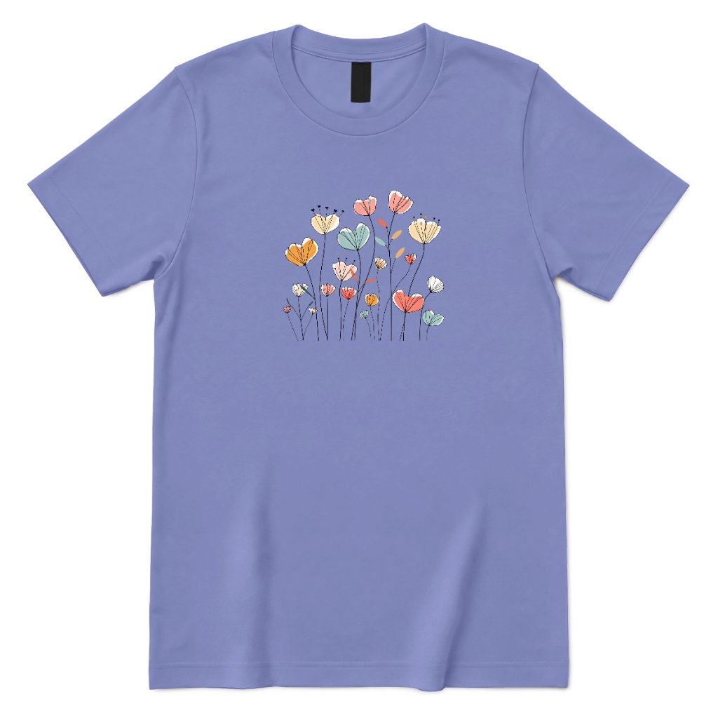 Abstract Boho Line Drawing Floral Shirt - Violet Front