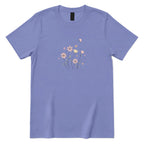 Soft Pastel Pink Floral Butterfly Graphic Tee - Violet Front