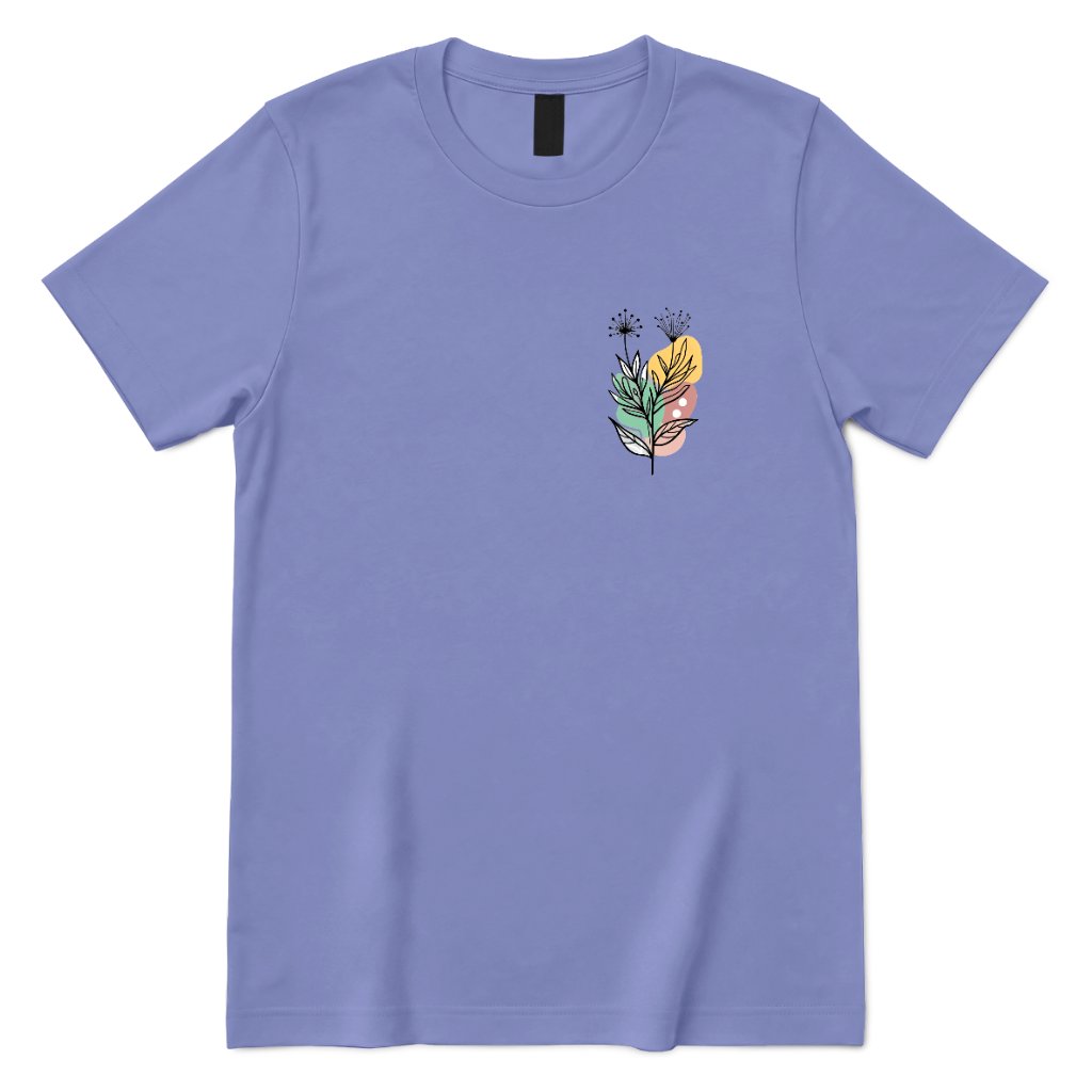 Minimal Boho Abstract Floral Graphic Tee - Violet Front