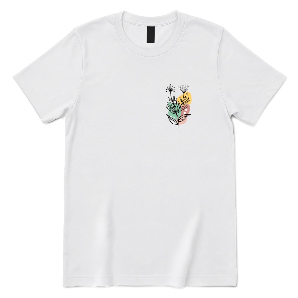 Minimal Boho Abstract Floral Graphic Tee - White Front