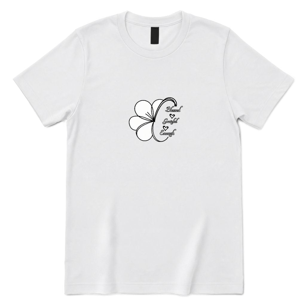 Blessed Grateful Enough Clover T‑Shirt - White Front