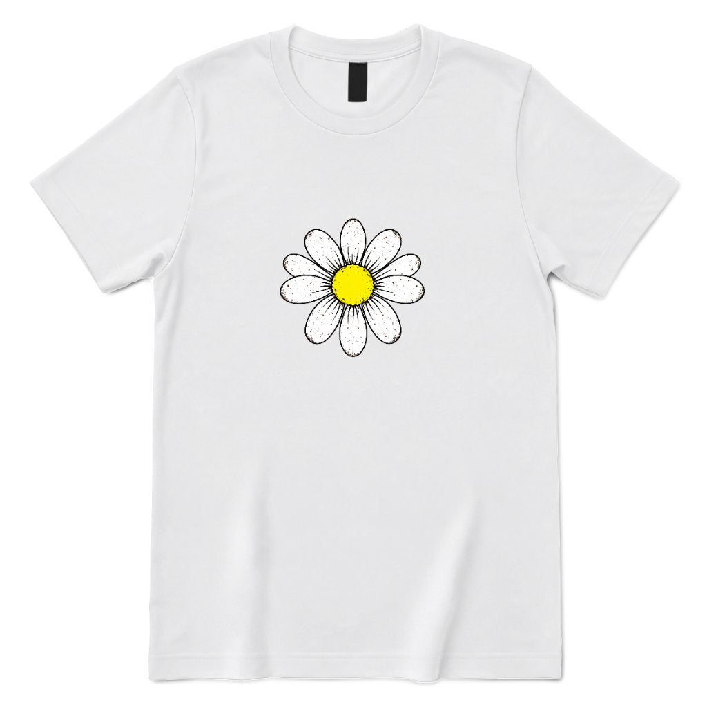 Vintage Boho Daisy Flower Graphic T‑Shirt - White Front