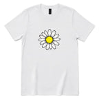 Minimal Flower Graphic Casual T‑Shirt - White Front