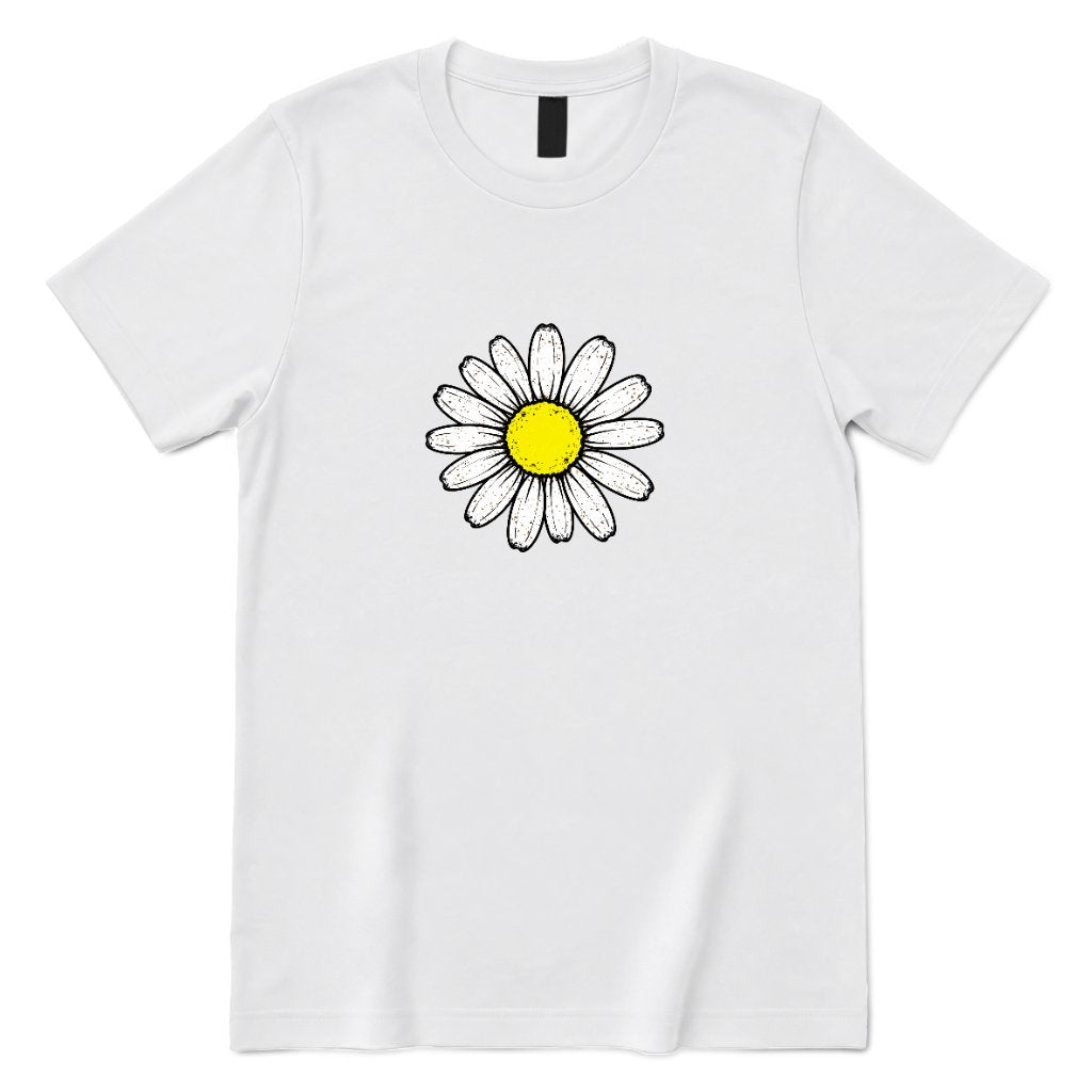 Minimal Flower Graphic Casual T‑Shirt - White Front