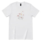 Soft Pastel Pink Floral Butterfly Graphic Tee - White Front