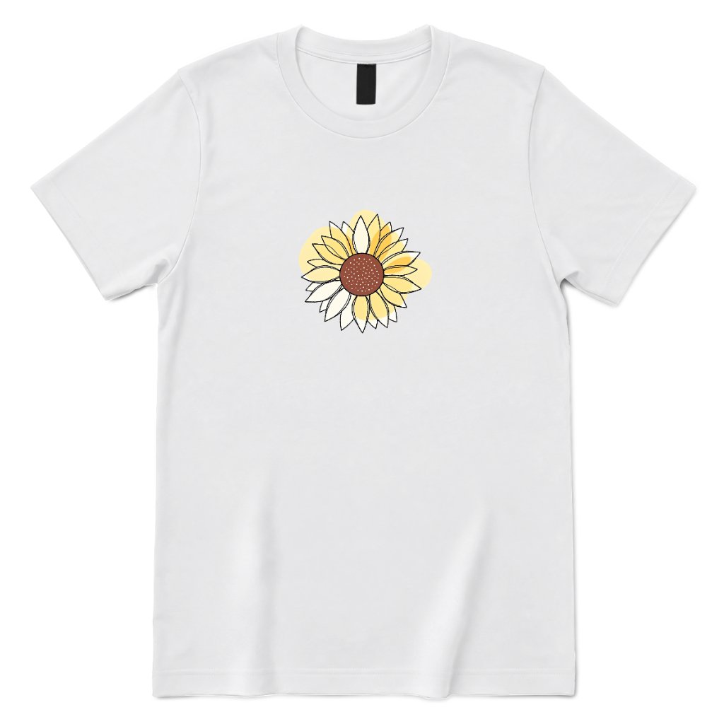 Abstract Sunflower Graphic T‑Shirt - White Front