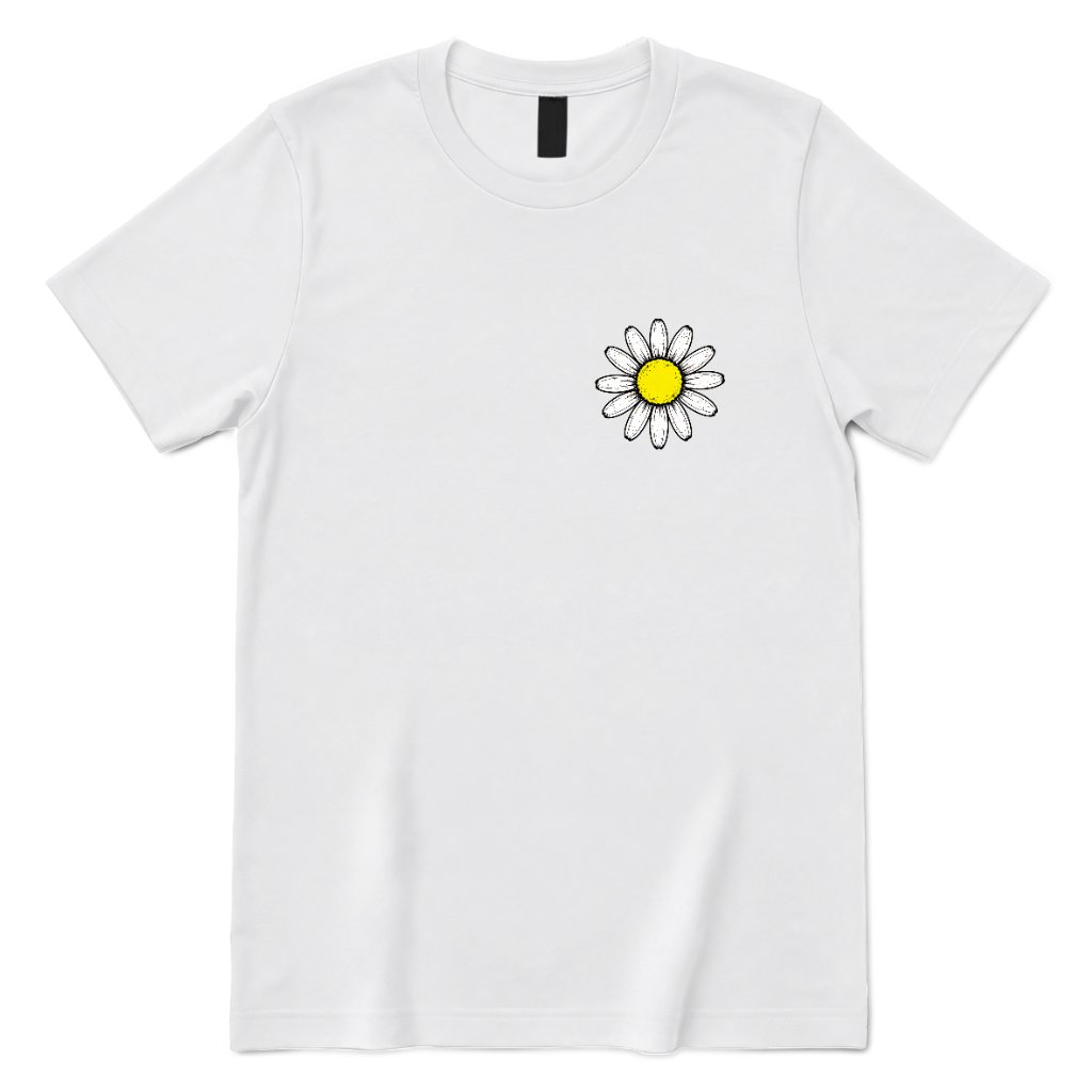 Minimal Distressed Daisy T‑Shirt - White Front