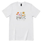 Boho Sunflower Mixed Wildflower Shirt - White Front