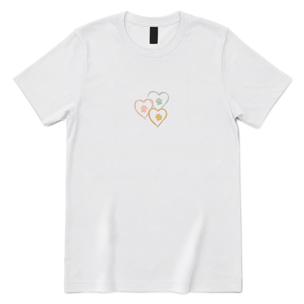 Minimal Sketch Heart Paw Graphic Tee - White Front