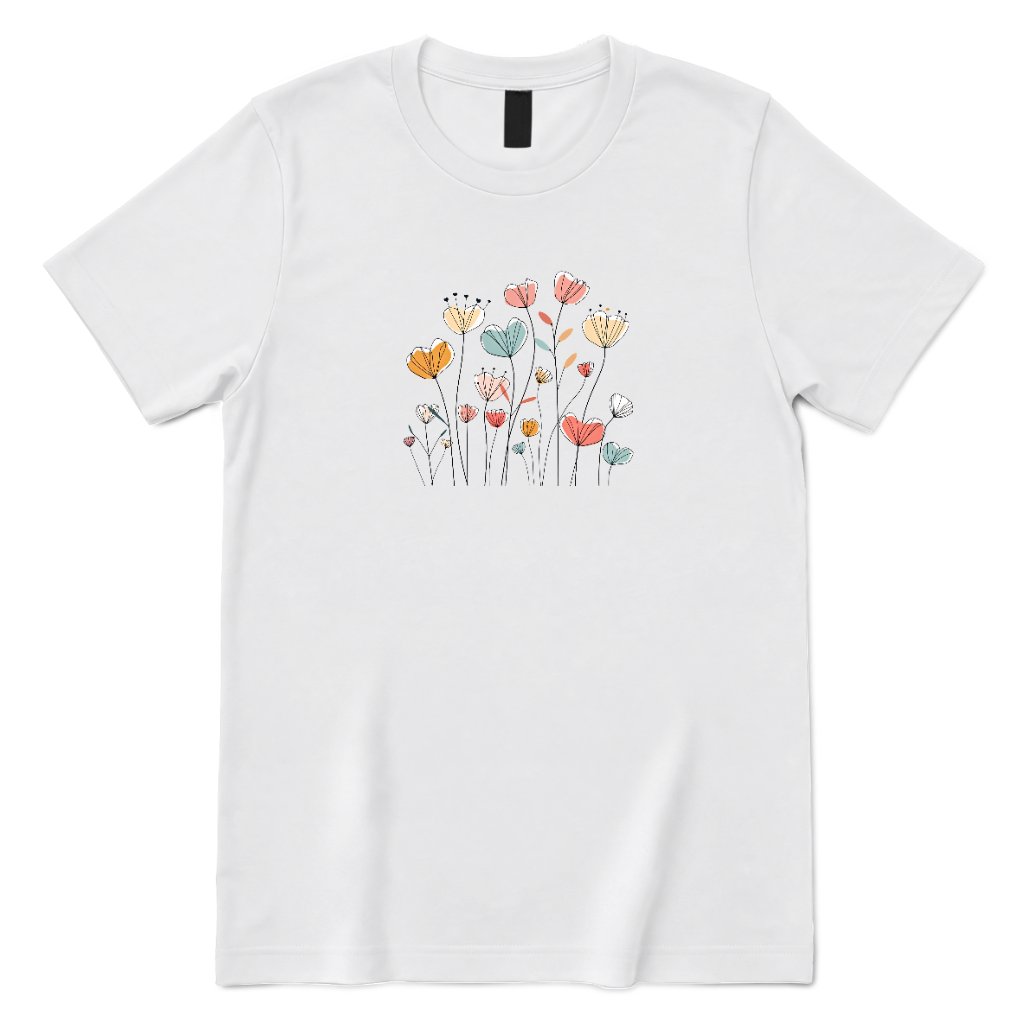 Abstract Boho Line Drawing Floral Shirt - White Front