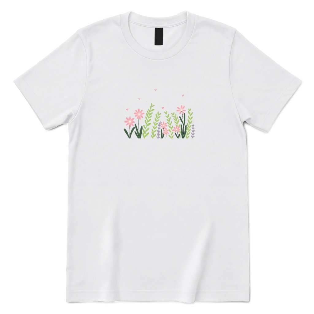 Boho Pastel Wild Meadow Floral Shirt - White Front