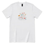Pastel Boho Wildflower Line Art Tee - White Front