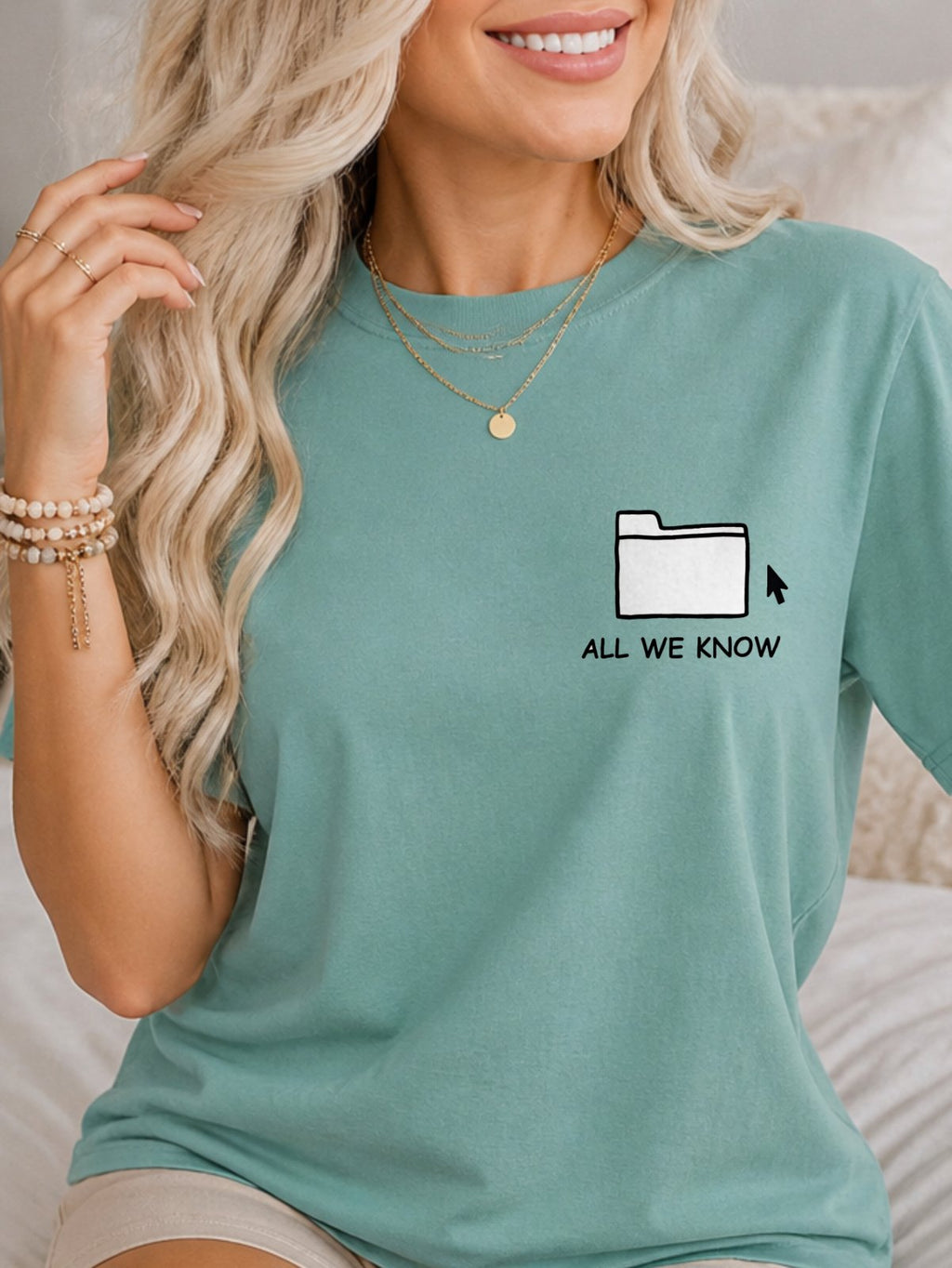 All We Know Folder Doodle Graphic T-Shirt - Aquatic Model